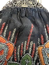 Antique 1920S Beaded Flapper Purse With Floral Print Please Read