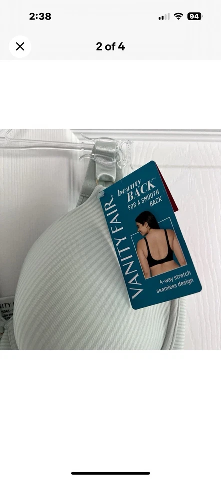NUEVO Sujetador con aros Vanity Fair 38C verde belleza espalda cobertura completa 75345 para mujer Foto 2 de 4