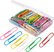 Paper Clips, 100Pcs 2 Inch Large Paperclips, Assorted Colored Coated Jumbo Big