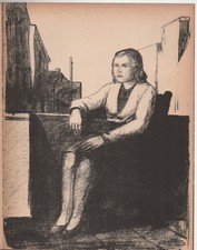 Pompeo Borra - Ragazza seduta  - Litografia 1941