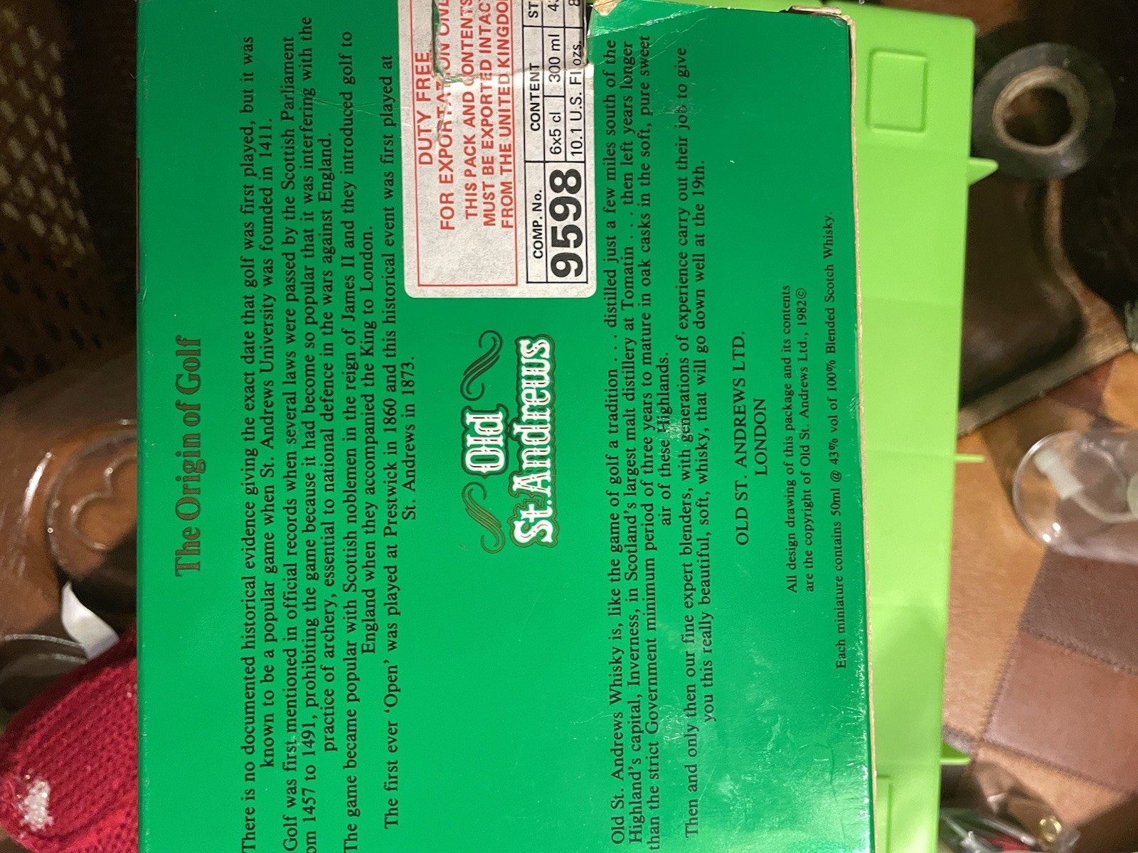 Lot 6 OLD ST. ANDREWS SCOTCH WHISKY GOLF BALL MINIATURE BOTTLES 50ML Mini EMPTY