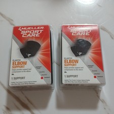 2 NEW Mueller Sport Care elastic elbow support black medium