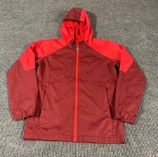 Columbia Jacket Boys Large Red Windbreaker Hooded Zip Up Pockets Fishing Hiking