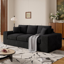 91.7" Black Boneless Sofa Couch with Cushions  Removable Cover, No Assembly