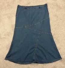 Be-Girl Dark Wash Denim Jean Long Flared Skirt Women  s Plus Size 3XL EUC Nice 