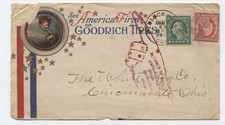 Cubierta de anuncio Goodrich Tires 1917 Black Hall CT retorno al remitente mano señaladora s.6186
