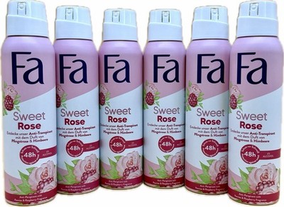 6x FA Sweet Rose Deo - Deospray 48h Schutz ohne Alcohol 6x 150ml