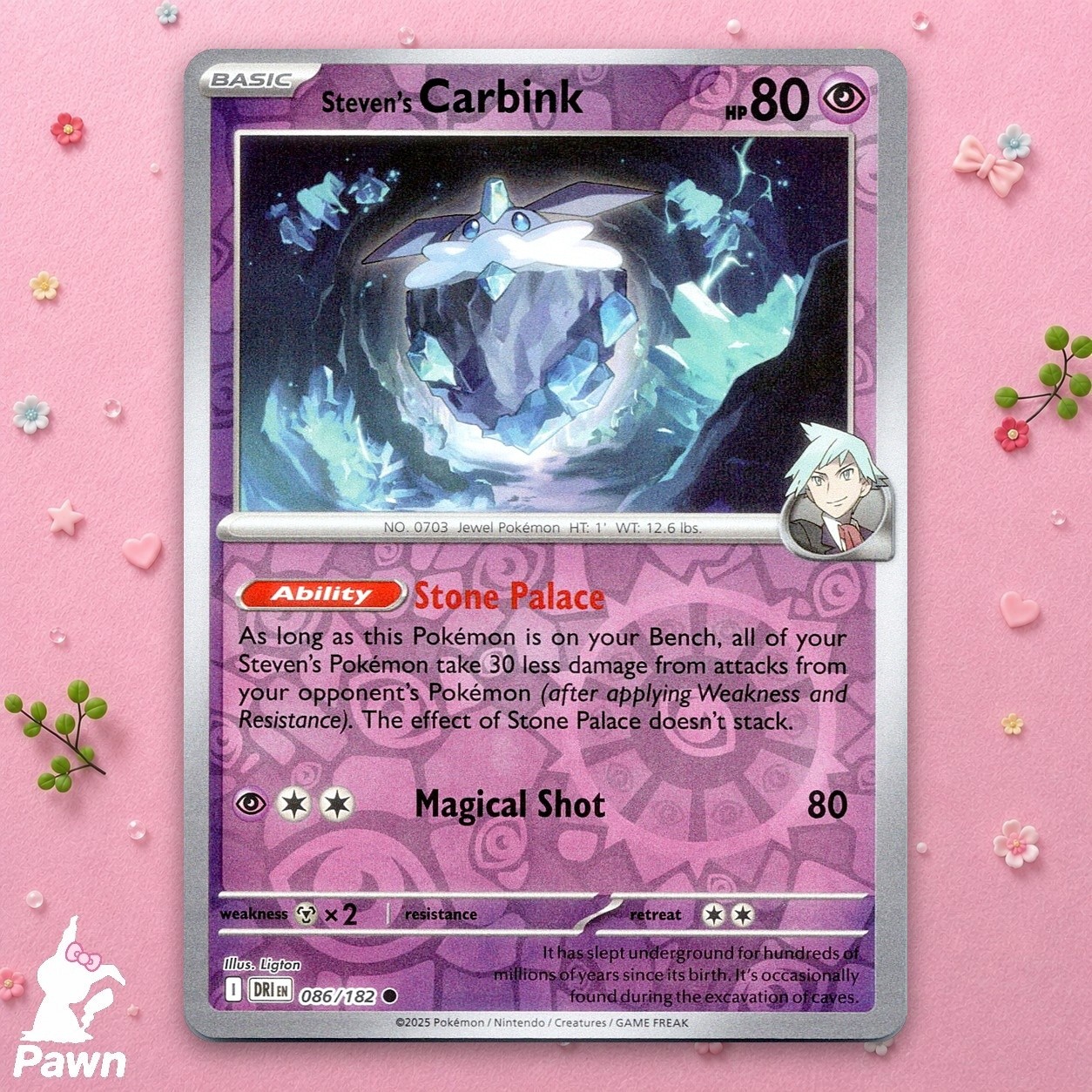 Steven's Carbink 86/182 Destined Rivals NM Pokemon TCG Card Psychic Single