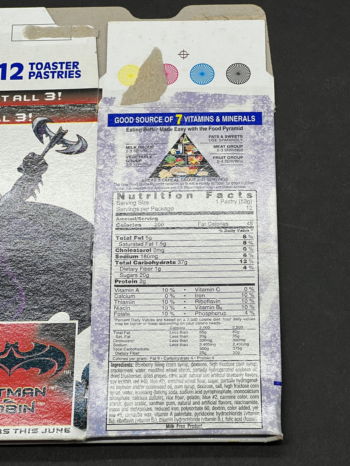 Vintage Kellogg's Pop-Tarts Box Batgirl 1997 Blueberry Batman & Robin Pop Tarts