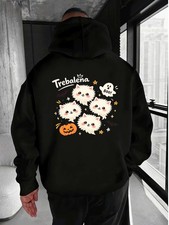 Halloween Cute Ghost Dog Men'S Spring Autumn Hoodie Kawaii Style Pullover Swea
