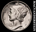 1945 Mercury Dime- Silver- Choice Gem Brilliant Unc++++ Luster #J5779