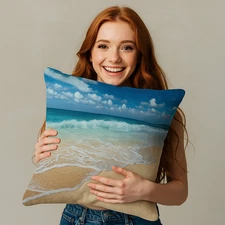 Relaxing Massage Pillow, Battery Powered Vibrating Pillow, Beach Waves Design