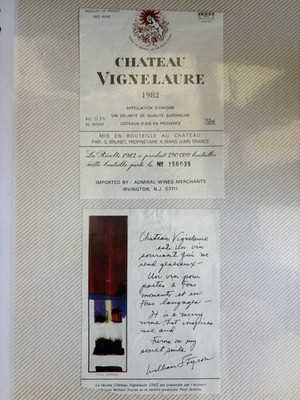 William Styron 1982 Chateau Vignelaure Artist Label Archive: 100+ Grand Cru