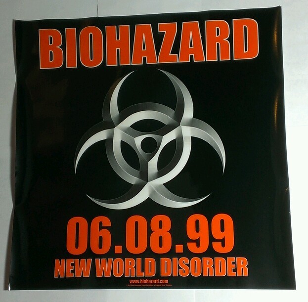 BIOHAZARD NEW WORLD DISORDER POSTER WINDOW CLING HUGE LARGE MUSIC