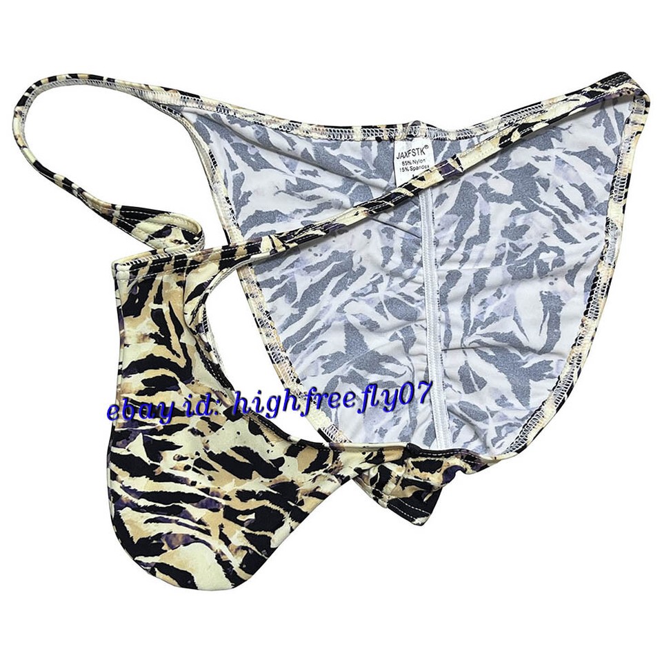 Mens Leopard Bikini Briefs Underwear Male Pucker Brazilian Bikinis