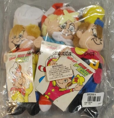 Vintage Original Kelloggs Snap Crackle & Pop 7'' Plush 1997 Unopened Pkg Toys
