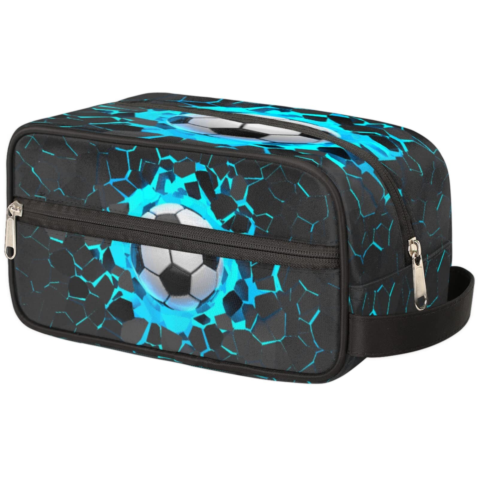 3D Light Wall Football Portable Travel Toiletry Bag Sport Ball Dopp Kit Cosmetic Organizer