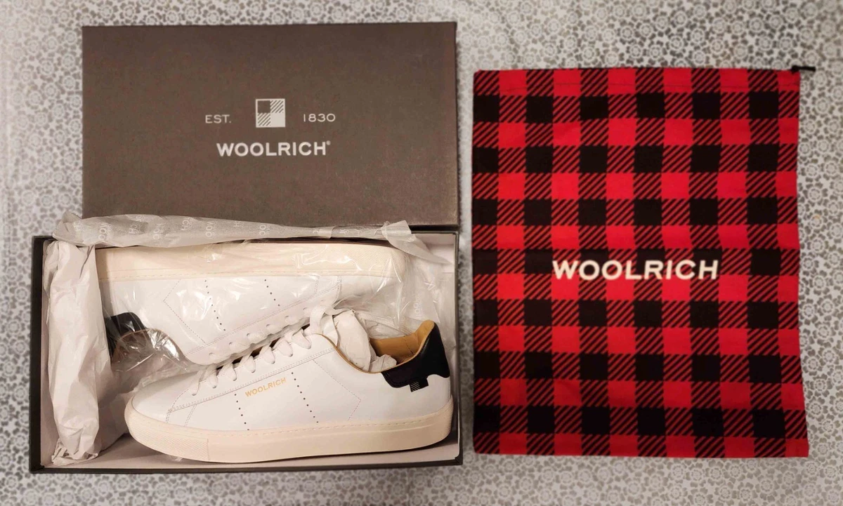 Woolrich Low Top Lace Up Calf Leather White Sneakers Size Men s 8 8.5 NEW