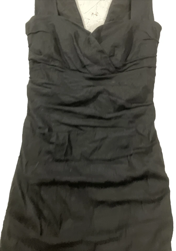 Nichole Miller Vintage Women’s Black Ruched Slim Dress Size 8 Stretchy Late 80’s - Image 4 of 4