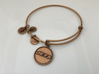 Alex and Ani Bracelet Gold plated Energy Bangle JETS NFL Metal Wrist Band Adjust