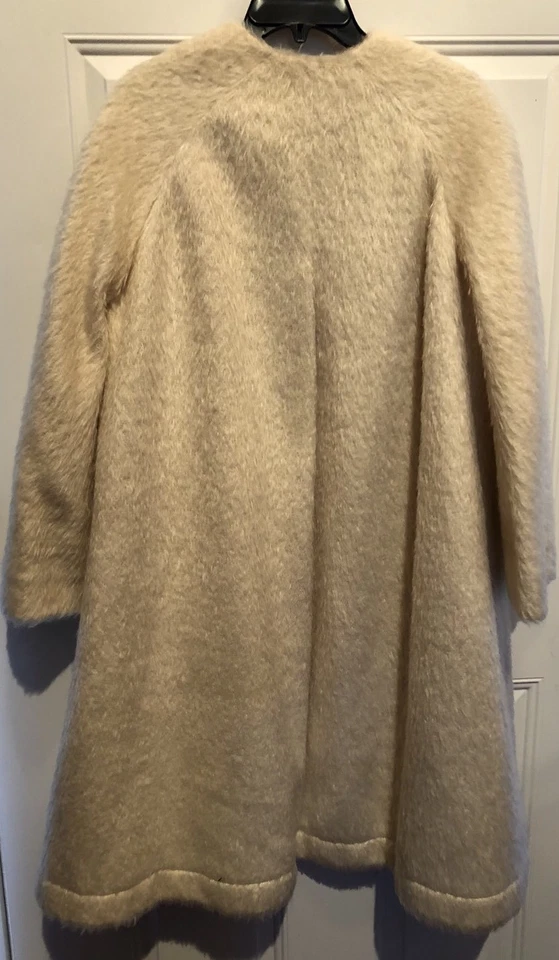 Abrigo largo mohair de colección hecho en la Unión EE. UU. años 50, 60 abrigo oscilante plisado trasero pecho 42 Foto 2 de 4