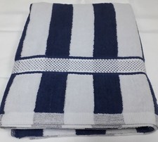 White  Navy Blue Stripe Large Sunbed Beach Towel Pool Towel 100% Cotton 90x150cm