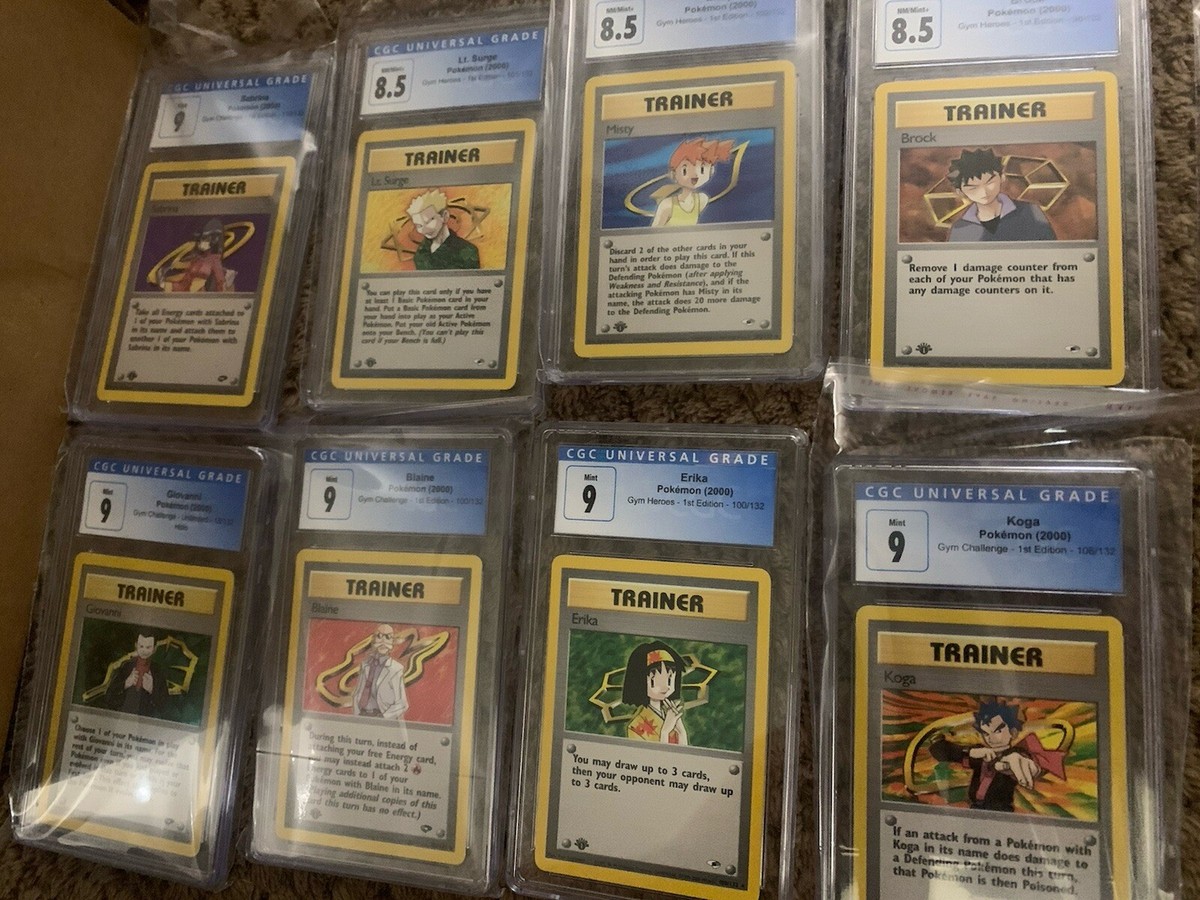 ✨ 8 CARD KANTO GYM LEADER SET✨ Pokémon Challenge & Heroes CGC