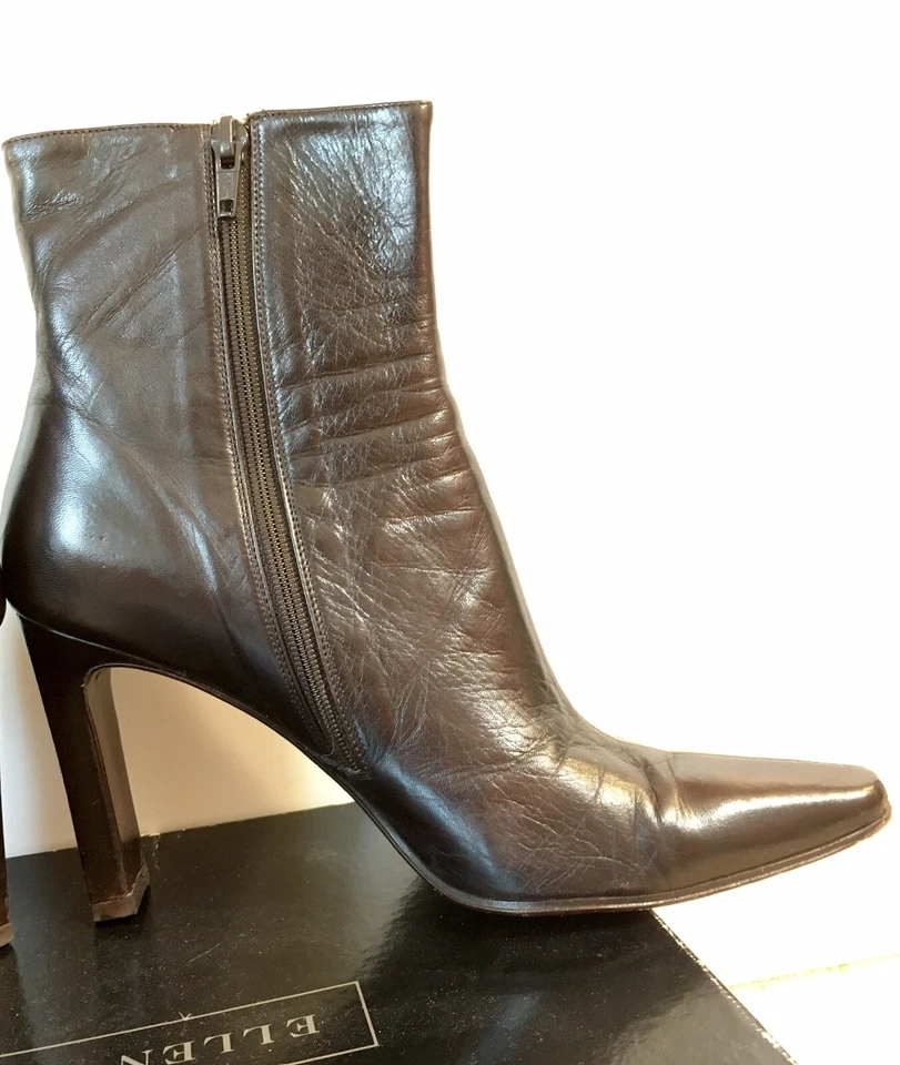 Ellen Tracy коричневый кожаный высокий каблук ботинок размер 7,5  - Изображение 3 из 4