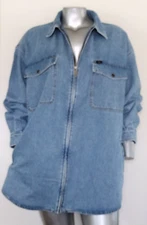NWT WOMEN'S LEE EST 1889 OVERSIZED DENIM JACKET SIZE XL Full Zipper Long Sleeve