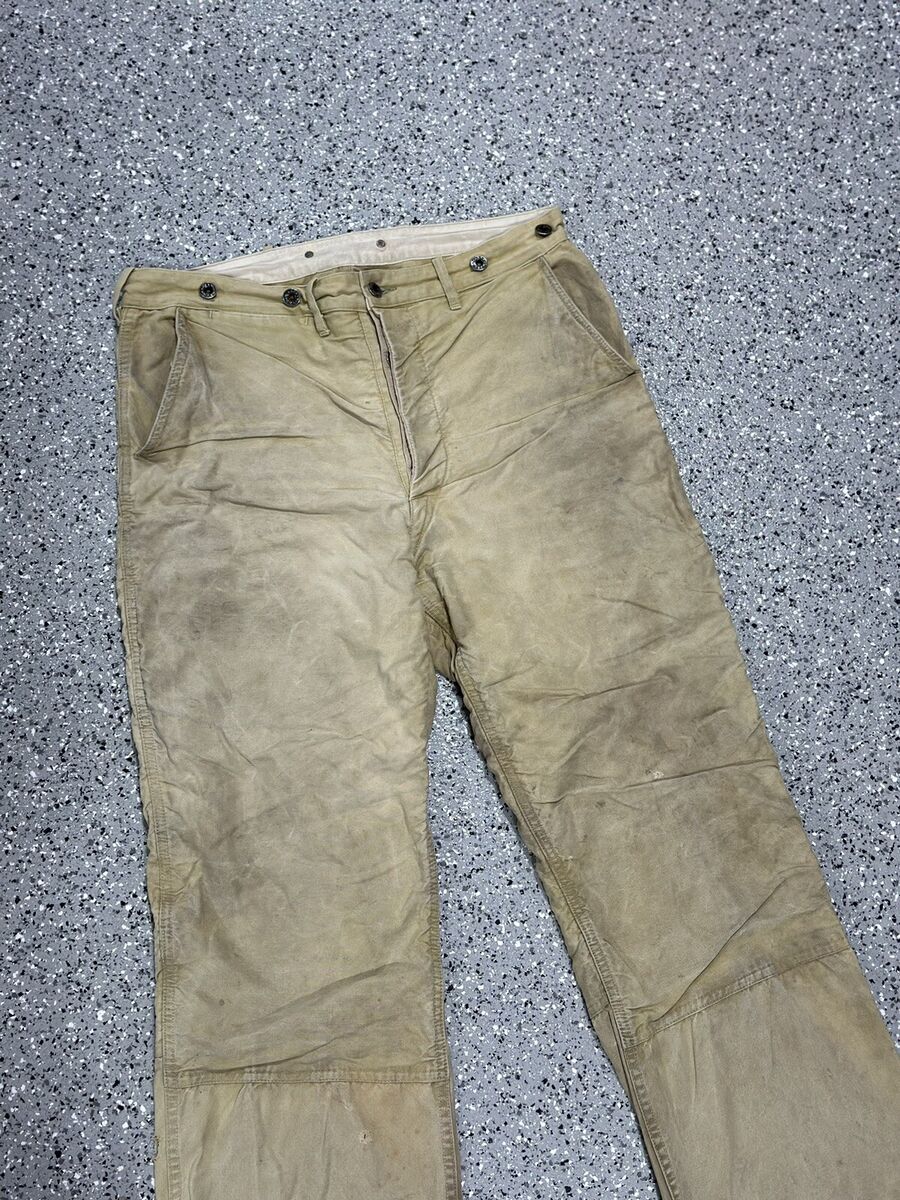Vintage FILSON Double Knee Tin Waxed Cotton Work Pants Mens Vintage FILSON Double Knee Tin Waxed Cotton Work Pants Mens