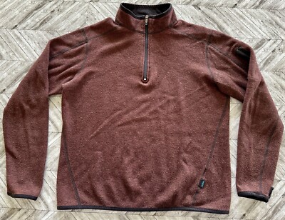 Kuhl Sweater Mens M Red Brown Long Sleeve 1/4 Zip Outdoor Hiking Running Logo