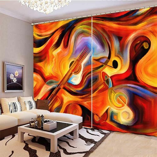 Strong Flowing Color 3D Blockout Photo Print Curtain Fabric Curtains Window - Foto 3 di 10