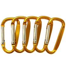 Lot 25pc - 2.25" GOLD Aluminum Carabiner D Shape, Keychain Clip Hook Snap Clip