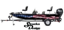 Smoke Vivid USA American Flag Graphic Decal Kit Vinyl Pontoon Fishing Boat Wrap