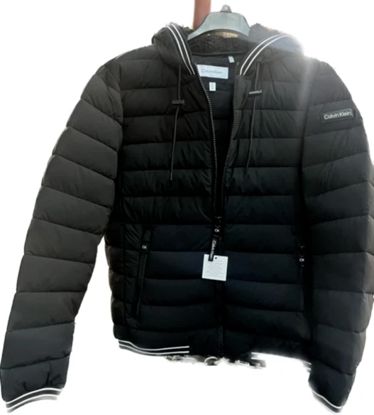 CALVIN KLEIN MEN'S WATER RESISTANT QUILTED PUFF EBY HOOD JACKET SIZE M
