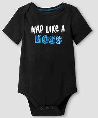 NWT Baby Boy or Girl Bodysuit Nap Like a Boss Black Size 3  mos Cat & Jack