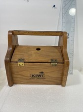 Kiwi Shoe Shine Groomer Wooden Box Foot Rest Polish Solid Wood Made In USA