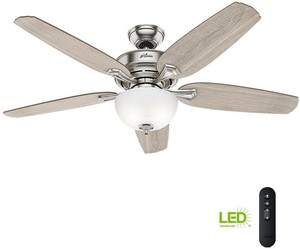 Hunter 54 Inch Ceiling Fan Indoor Large Room Led Brushed Nickel