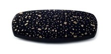 Designer Hard Eyeglass Case in Black w/ Glitter Fabric Top Solid Color Bottom