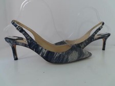 NWOB JIMMY CHOO Blue Metallic Fabric Adjustable Slingbacks/Shoes EUR 39.5