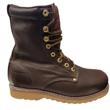 Mens Rhino 81M28 Leather Brown 8" Soft Toe Plain Toe Lace Up Work Boots