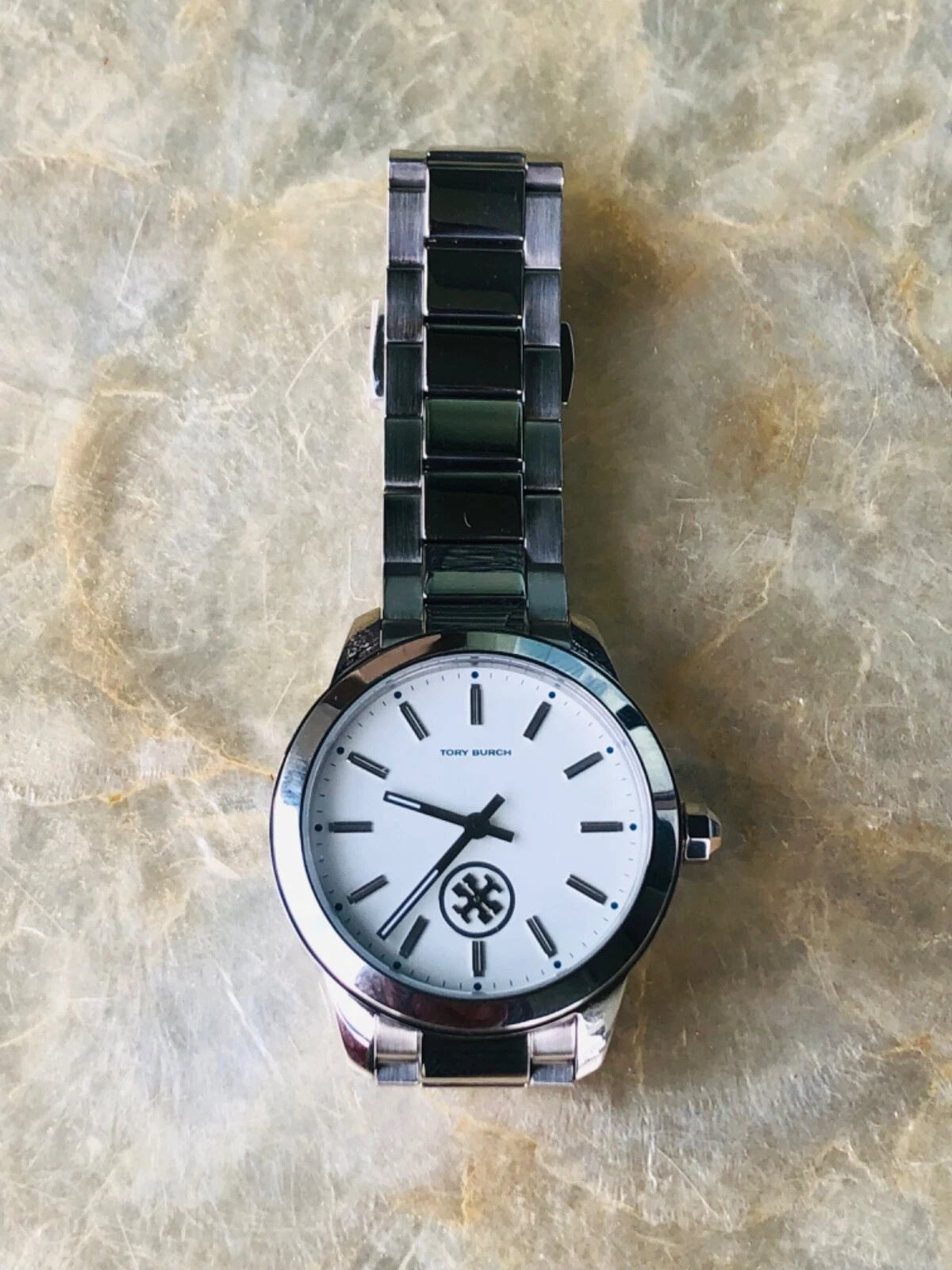 Nuovo Orologio da Donna Tory Burch Collins Quadrante Bianco Acciaio Inox TBW1201