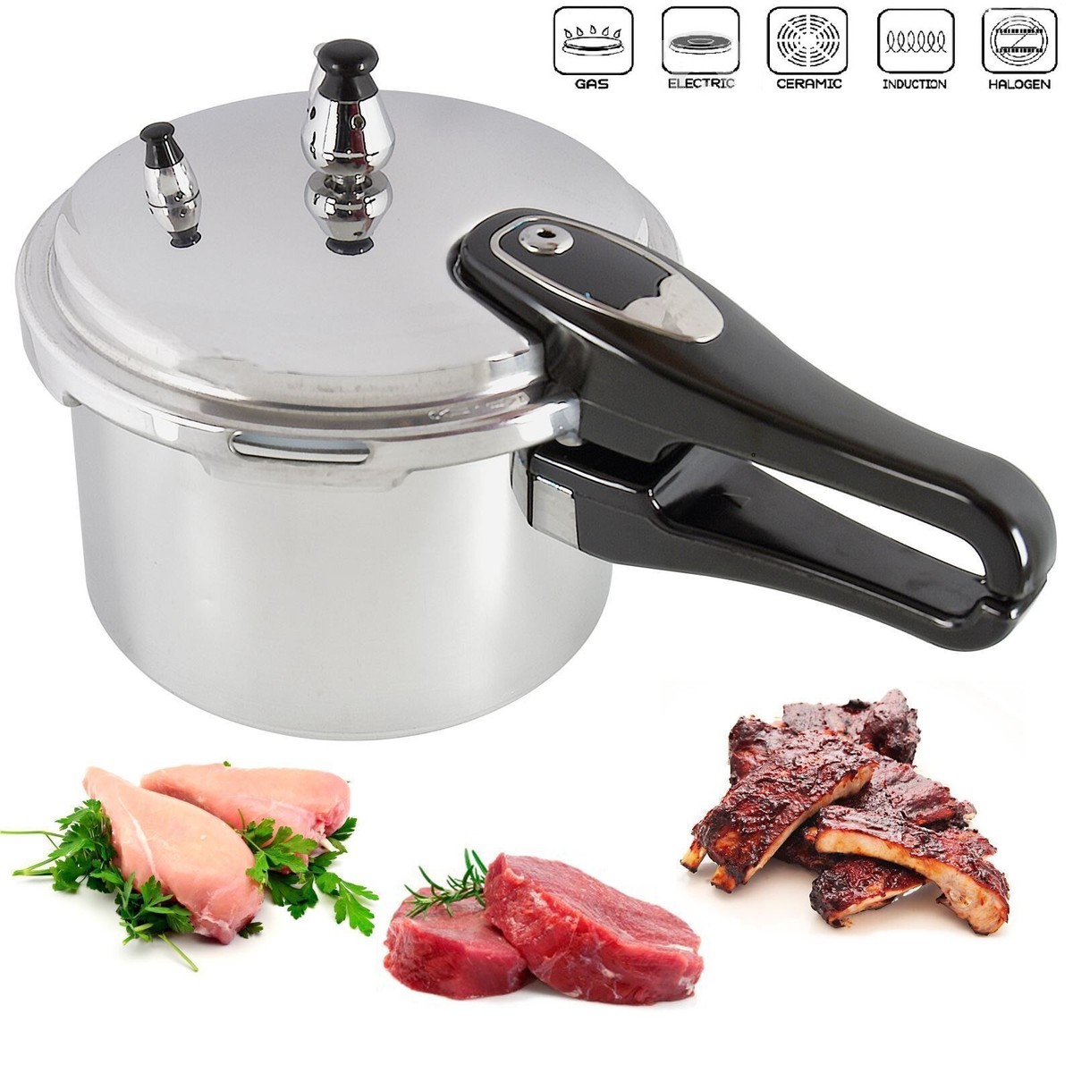 LITRE PRESSURE COOKER ALUMINIUM 5L KITCHEN CATERING HOME WITH