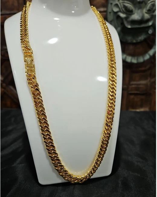 Cadena cubana llena de oro amarillo de 18kt, cadena de oro para hombre, cadena cubana, cadena para hombre Foto 2 de 4