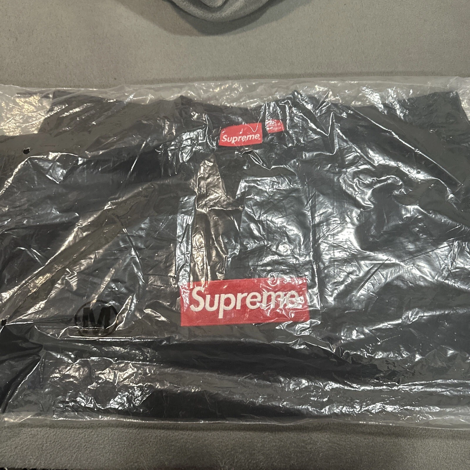 Supreme Noir Crewneck Box logo Bogo Sweat shirt tonal chemise à capuche M Medium L S