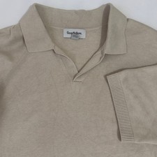 Goodfellow  Co Mens Beige Short Sleeve Knit Sweater Polo Shirt Large VN1273425