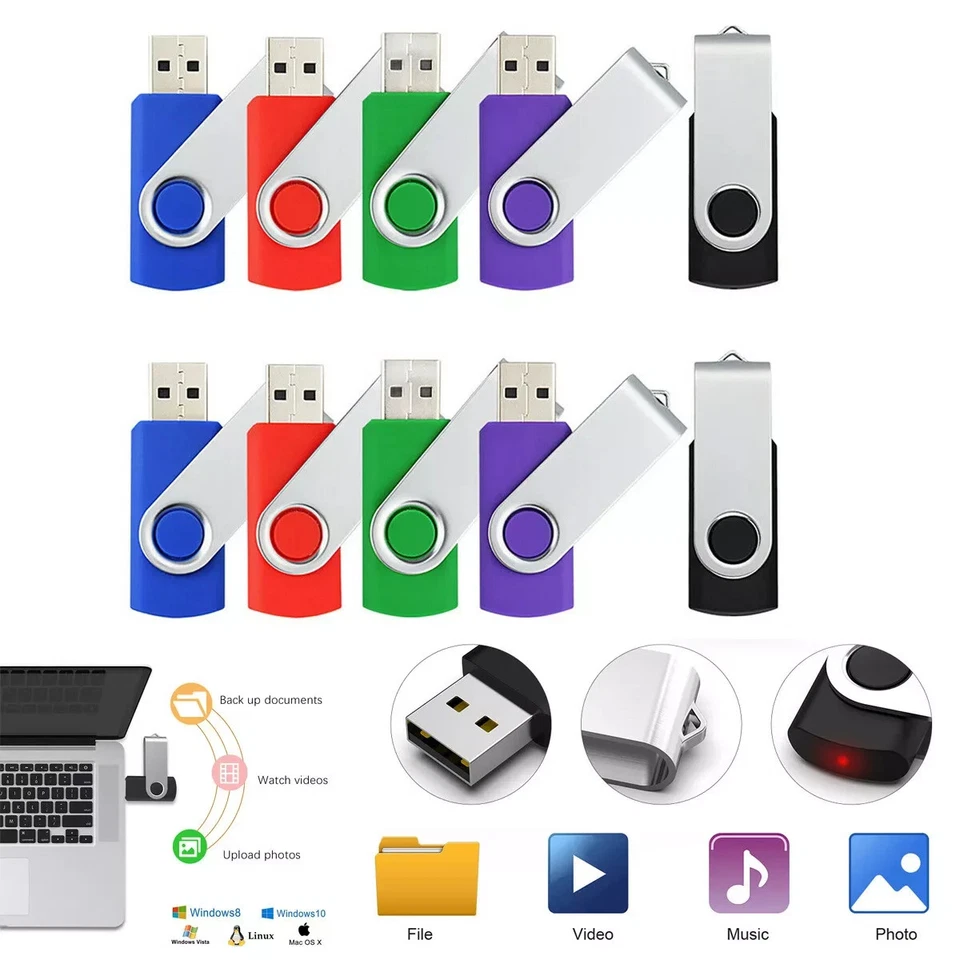 Lot 5/10pcs USB Flash Drive Memory Stick 1MB-64GB Pendrive Thumb Drive 8GB 32GB - Image 2 of 4