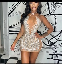 New Design Backless Outfits Mini Dress, Stretch Sleeveless.All Sizes