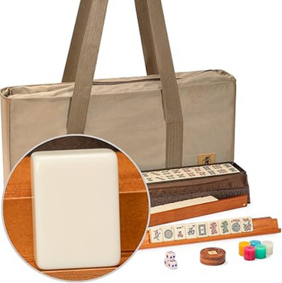 Yellow Mountain Imports American Mahjong Set Mojave (Ivory) with Brown Soft Case