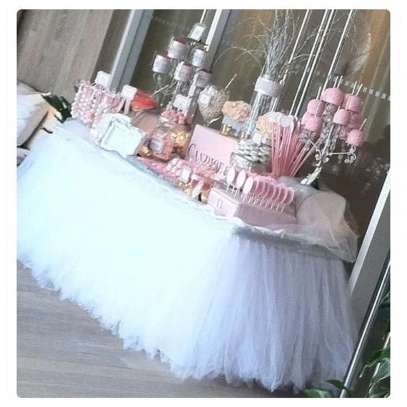 Jupe de Table en Tulle Blanc 1 mètre x 80 cm - Photo 2/3